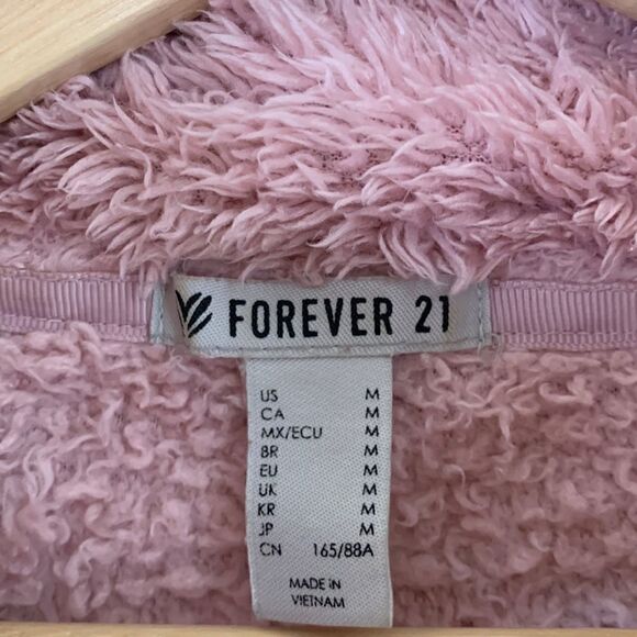 Forever 21 Pastel Pink Fuzzy Fur Sherpa quarter pullover size medium - Picture 3 of 5